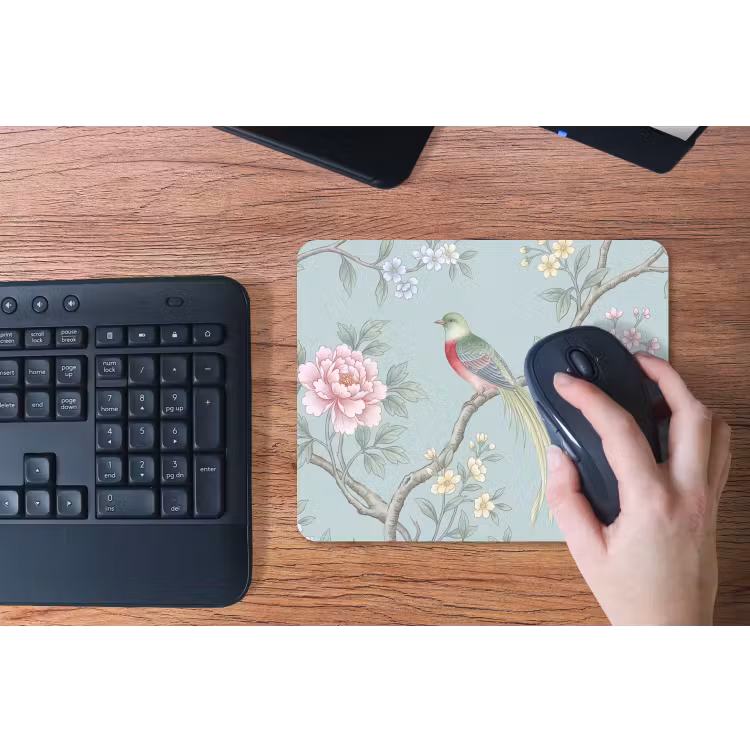 Vogel - Bloemen - Kleurrijk muismat rubber klein -toetsenbord