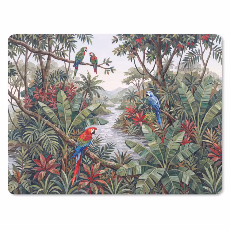 Vogel - Jungle - Natuur - Mozaïek - Groen muismat rubber klein -3d