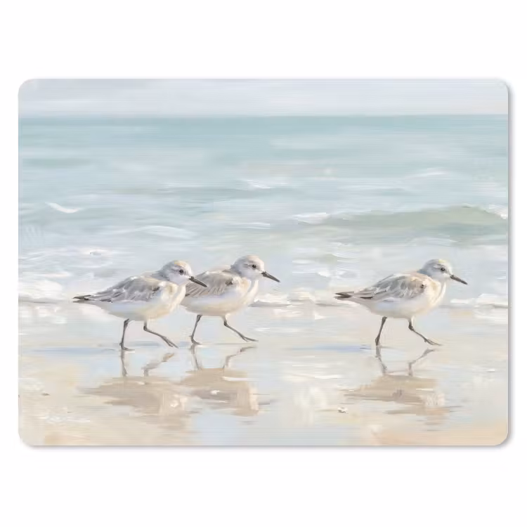 Vogels - Strand - Zee muismat rubber klein -3d