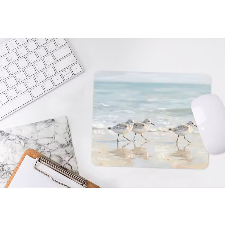 Vogels - Strand - Zee muismat rubber klein -witbureau