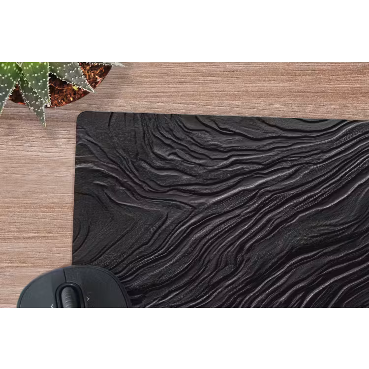 Zwart - Abstract - Hout muismat rubber klein -closeup