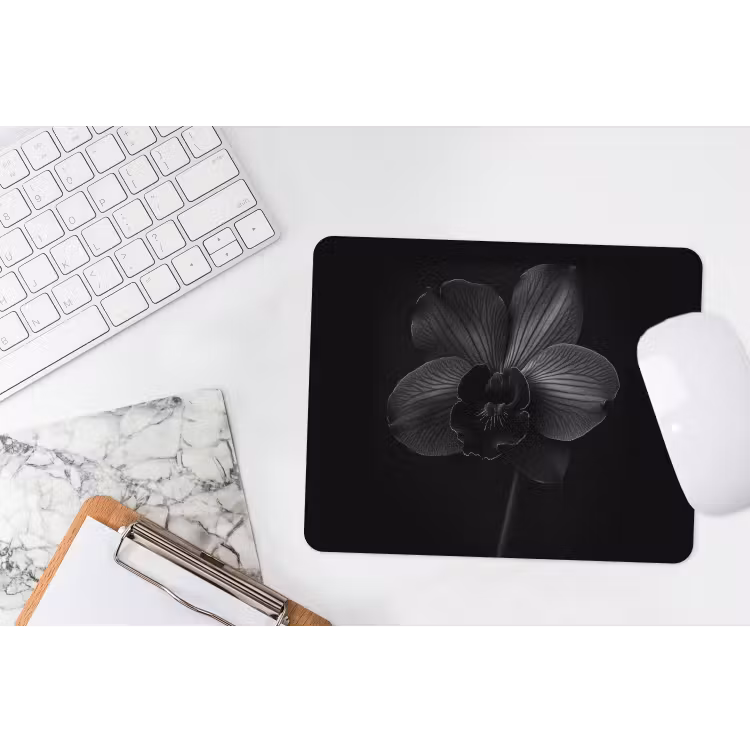 Zwart - Bloem - Orchidee muismat rubber klein -witbureau