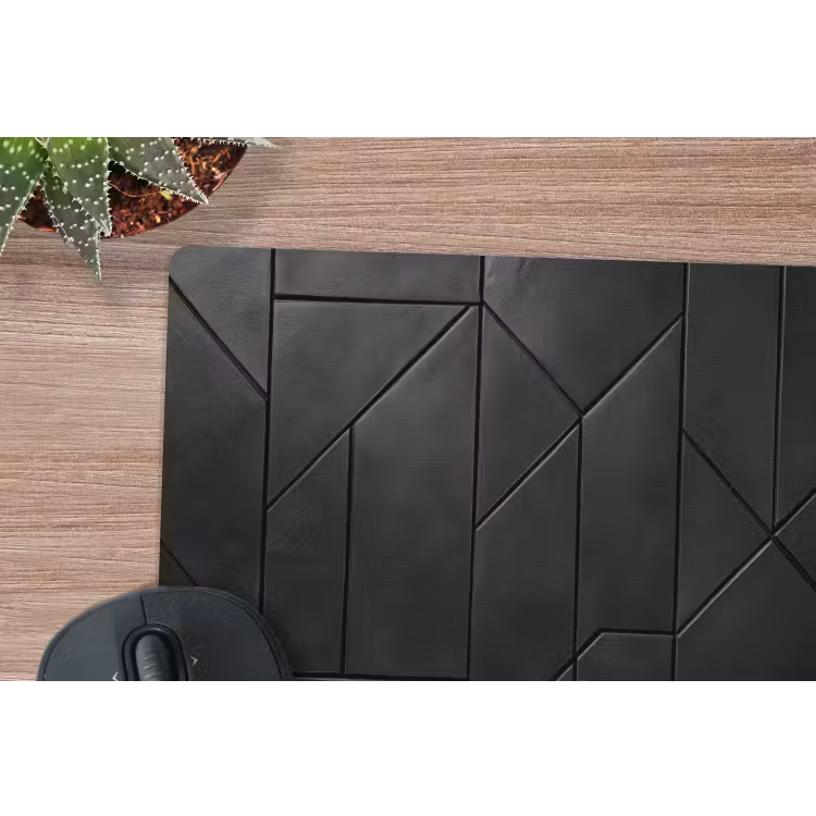 Zwart - Geometrisch - Tegeltjes muismat rubber klein -closeup