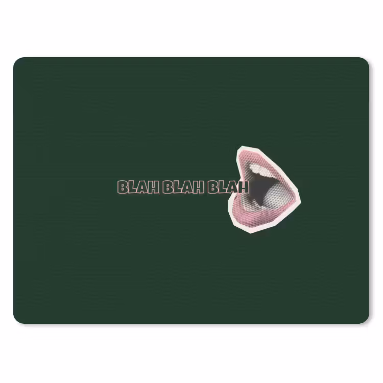 BLAH BLAH BLAH - Mond - Groen muismat rubber klein -3d