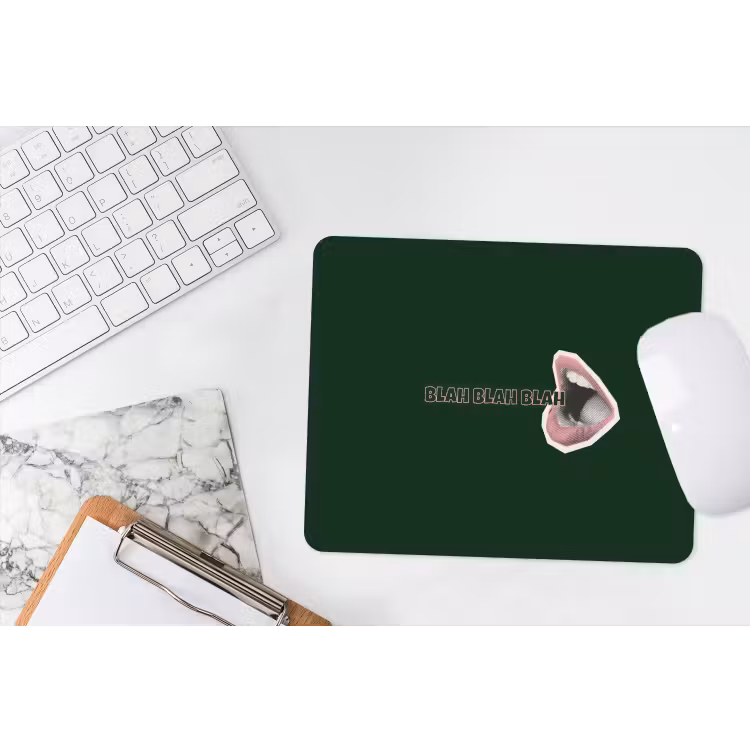BLAH BLAH BLAH - Mond - Groen muismat rubber klein -witbureau