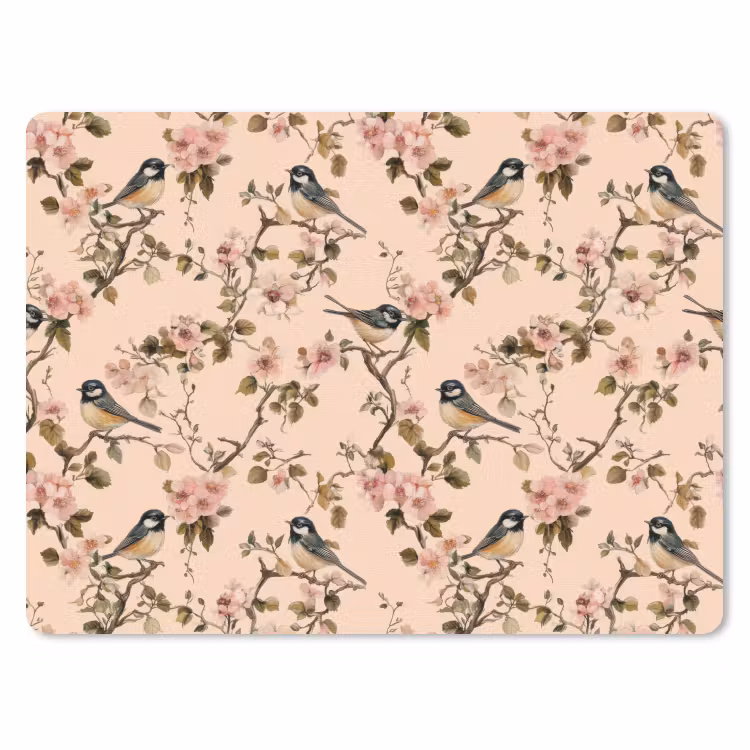 Bloesem - Koolmees - Roze muismat rubber klein 262 -3d