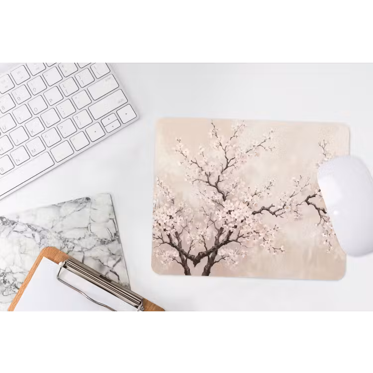 Bloesem - Illustratie - Taupe muismat rubber klein -witbureau