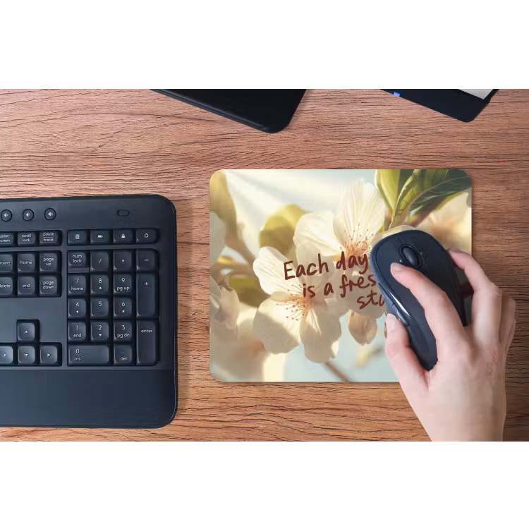 Bloesems - Zonlicht - Quote - Wit muismat rubber klein -toetsenbord