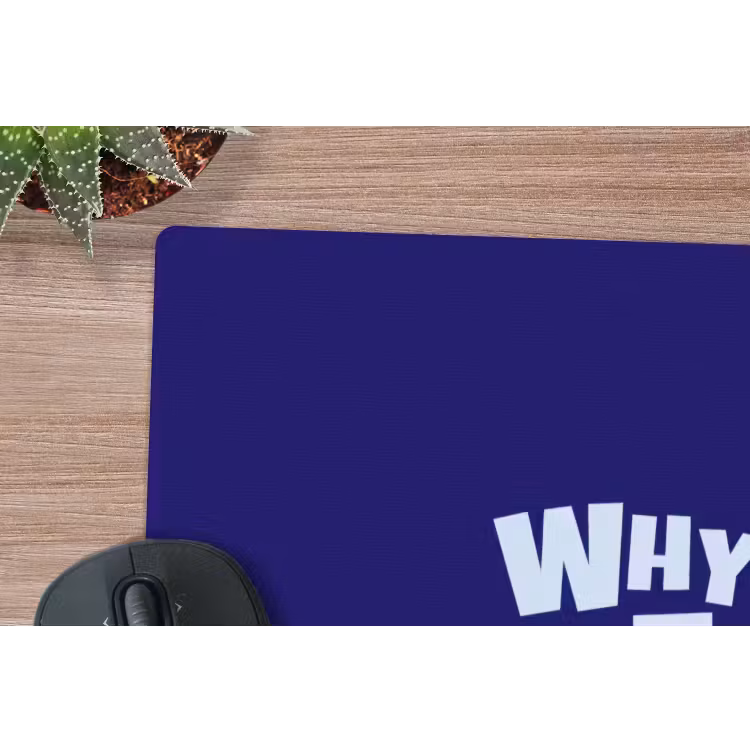 Blauw - Why not - Minimalistisch muismat rubber klein -closeup