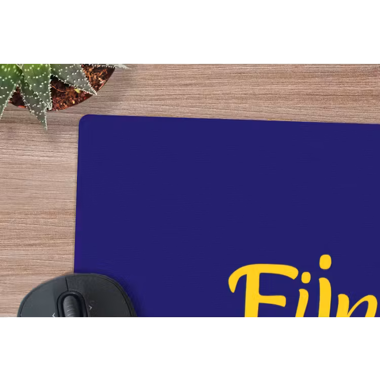 Blauw - Geel - Fijn muismat rubber klein -closeup