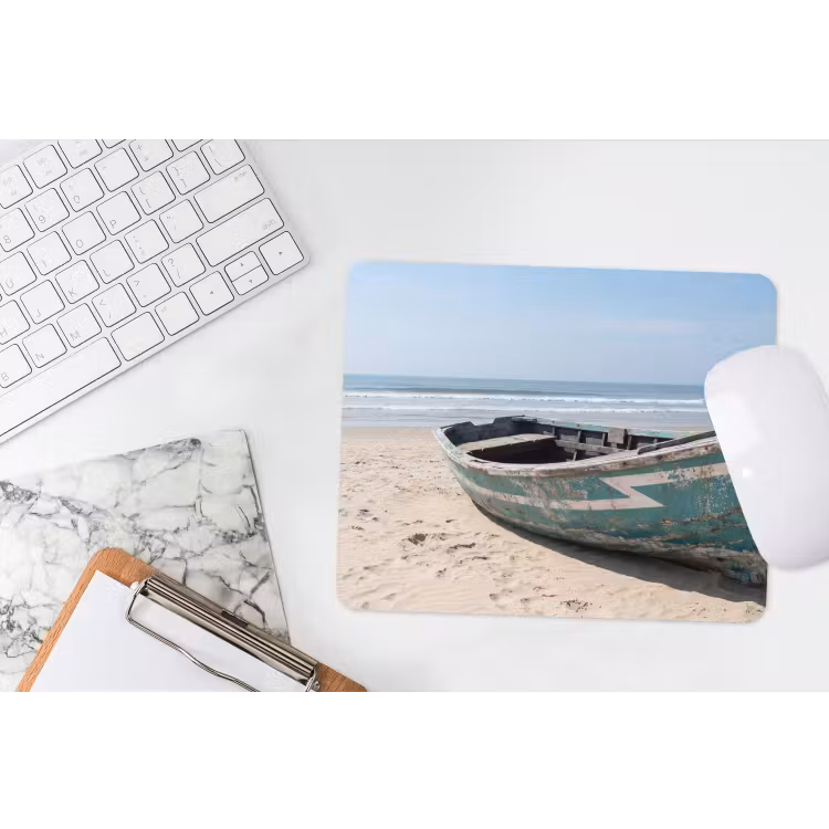 Boot - Zandstrand - Zee muismat rubber klein -witbureau