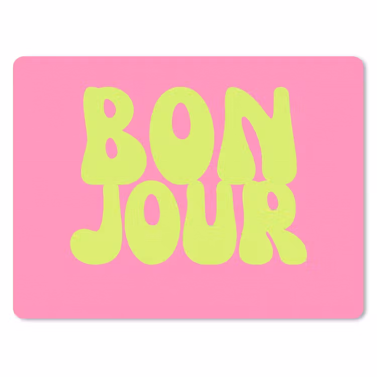 Bonjour - Roze - Fel groen muismat rubber klein -3d