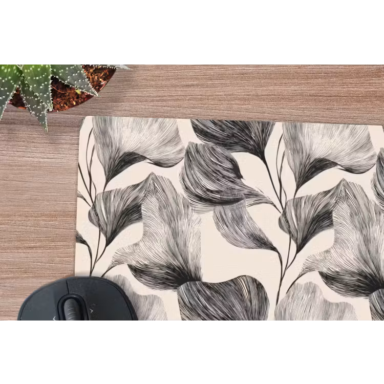 Botanisch - Bladeren - Zwart muismat rubber klein 262 -closeup