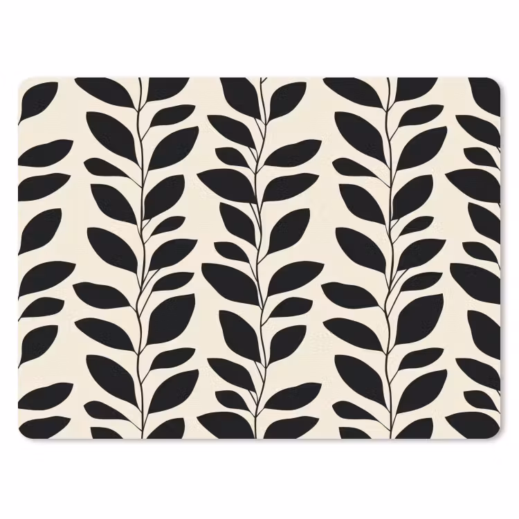 Botanisch - Dessin - Zwart - Beige muismat rubber klein 262 -3d