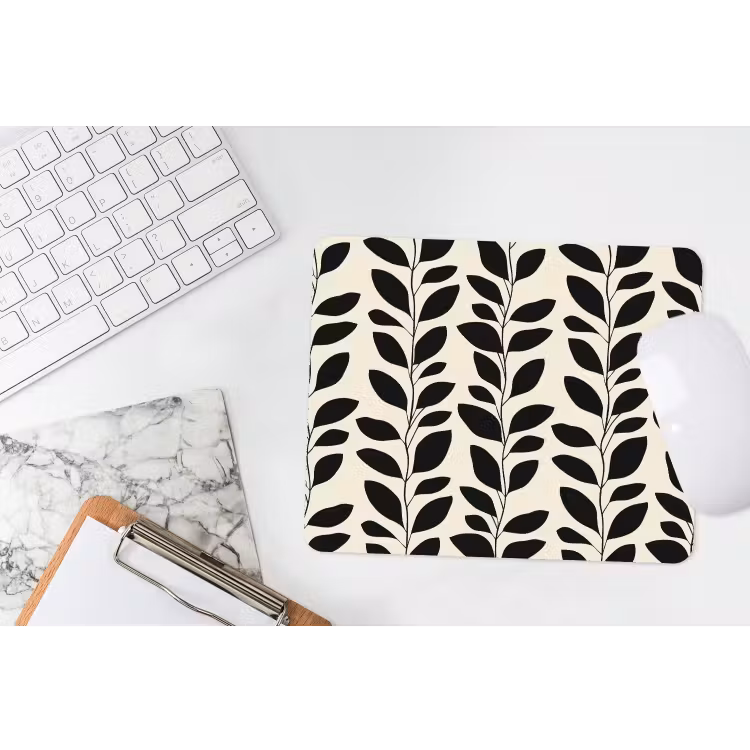 Botanisch - Dessin - Zwart - Beige muismat rubber klein 262 -witbureau