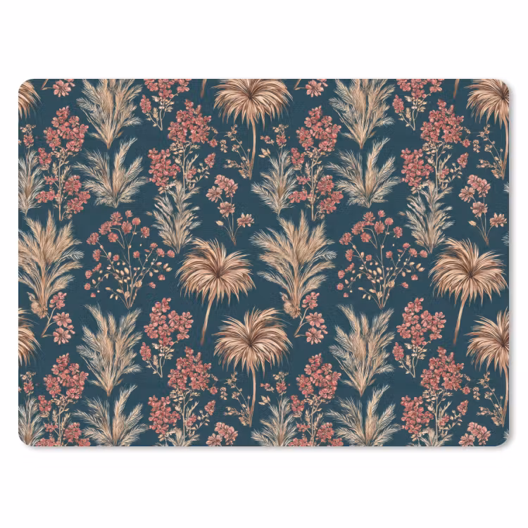 Botanisch - Patroon - Blauw muismat rubber klein 262 -3d