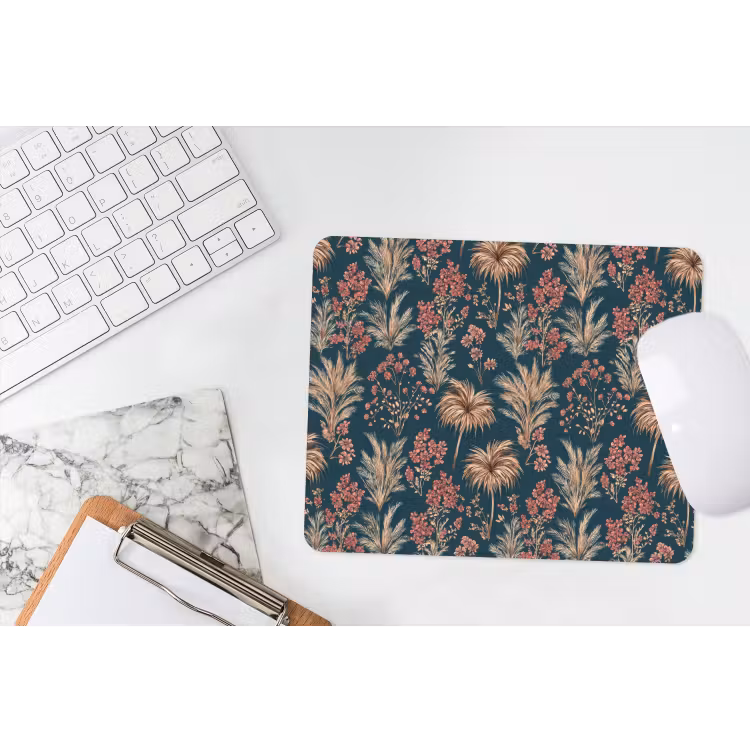 Botanisch - Patroon - Blauw muismat rubber klein 262 -witbureau