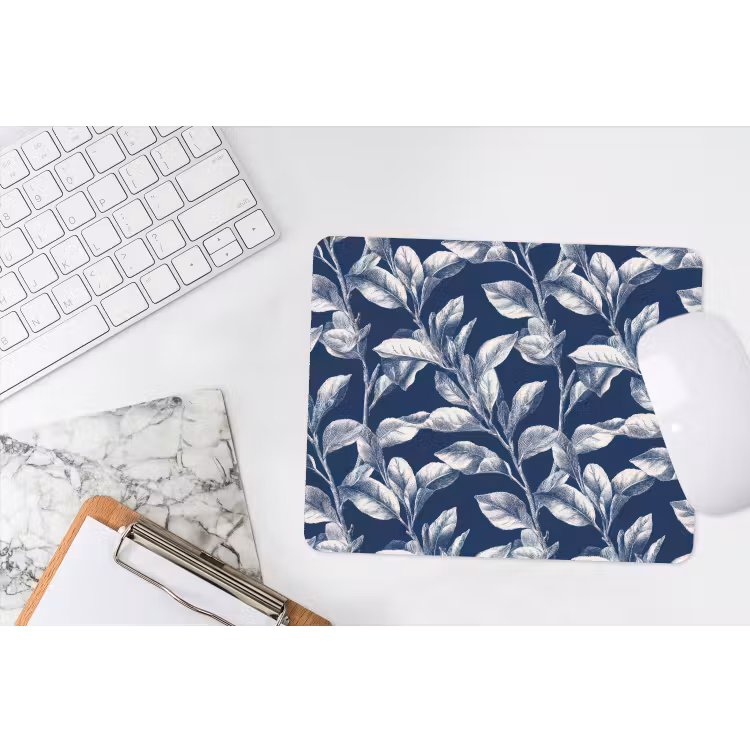 Botanisch - Patroon - Blauw muismat rubber klein 262 -witbureau