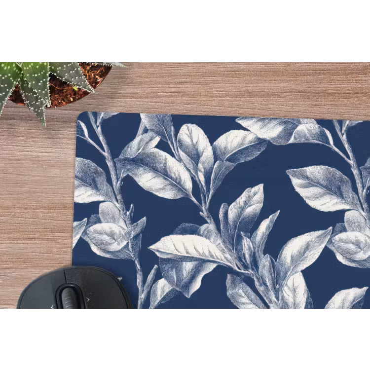 Botanisch - Patroon - Blauw muismat rubber klein 262 -closeup
