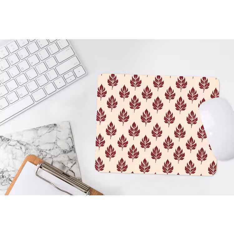 Botanisch - Patroon - Bordeaux muismat rubber klein 262 -witbureau
