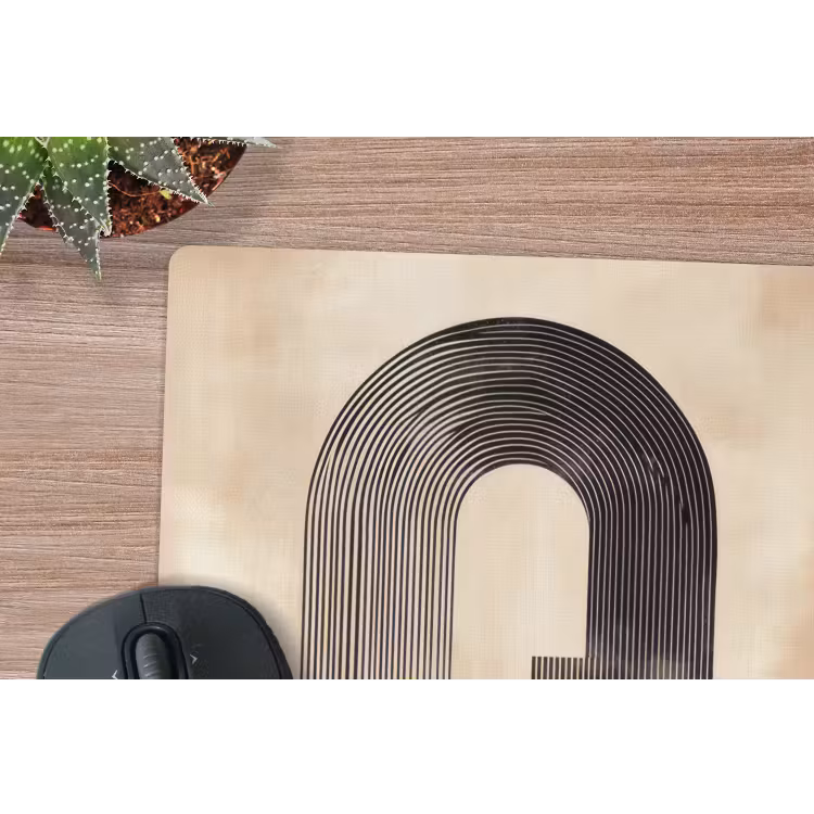 Boog - Strepen - Minimalistisch - Zwart muismat rubber klein -closeup
