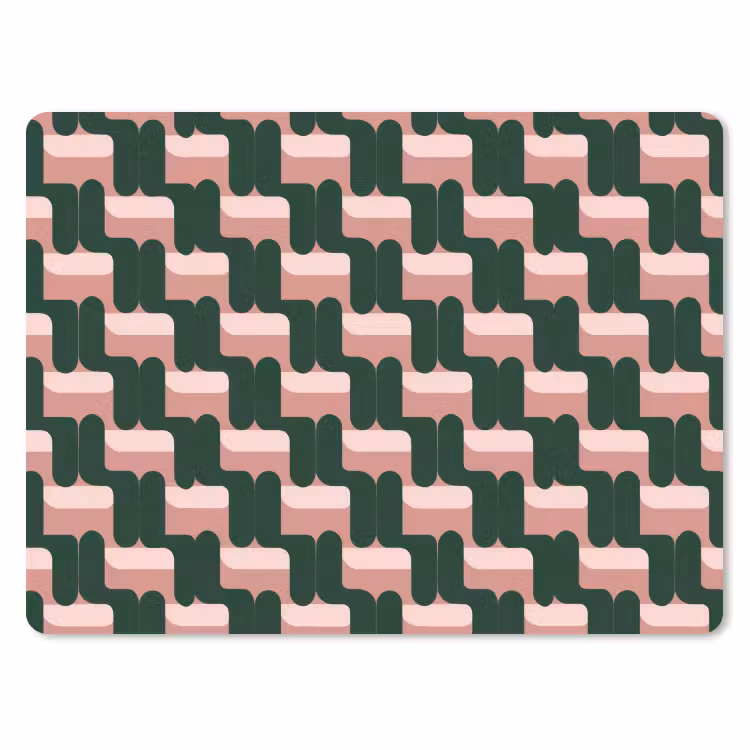 Vlechtpatroon - Groen - Roze - Geometrisch muismat rubber klein 262 -3d