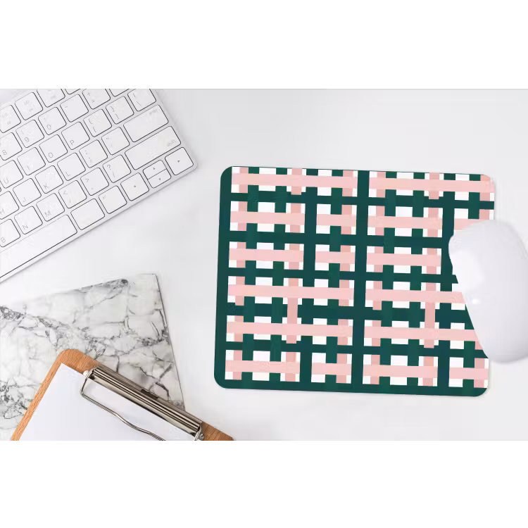 Vlechtpatroon - Groen - Roze - Grafisch muismat rubber klein 262 -witbureau