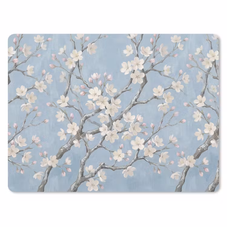 Takken - Kersenbloesem - Blauw muismat rubber klein -3d