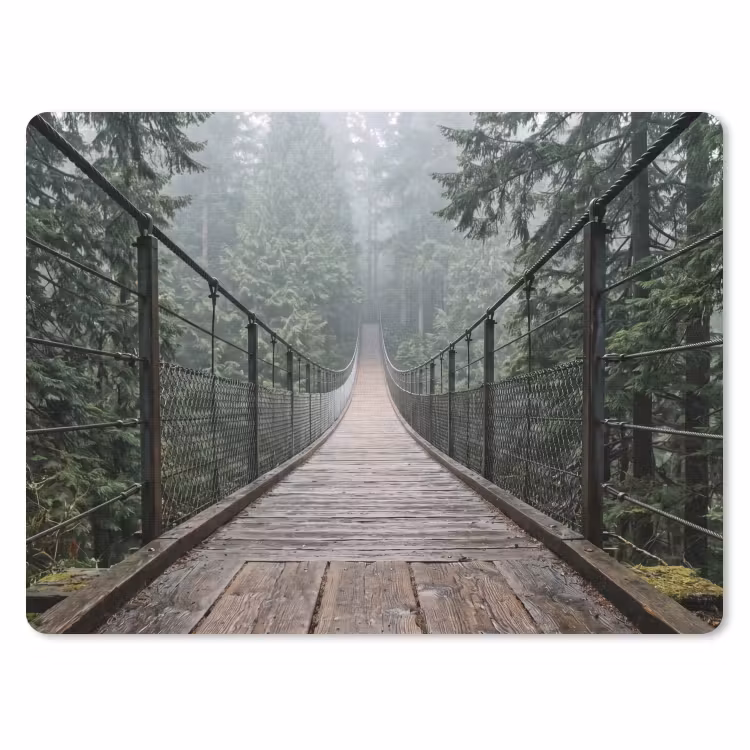 Brug - Bos - Mist - Natuur muismat rubber klein -3d