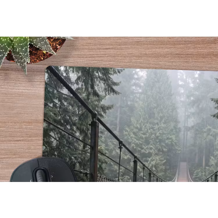 Brug - Bos - Mist - Natuur muismat rubber klein -closeup