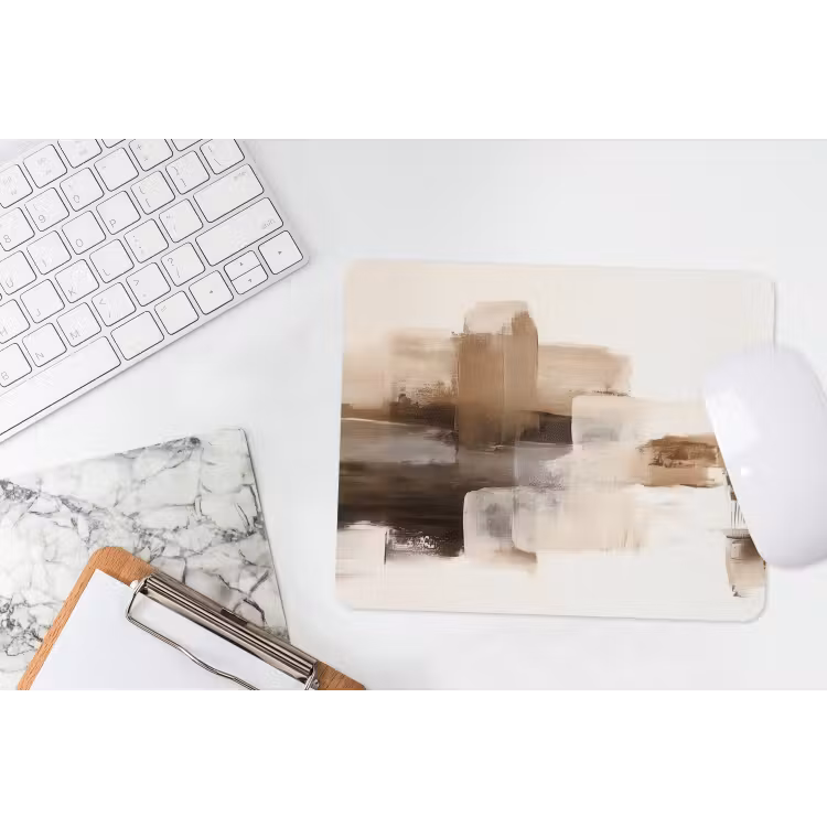 Penseelstreken - Abstract landschap - Rust muismat rubber klein -witbureau