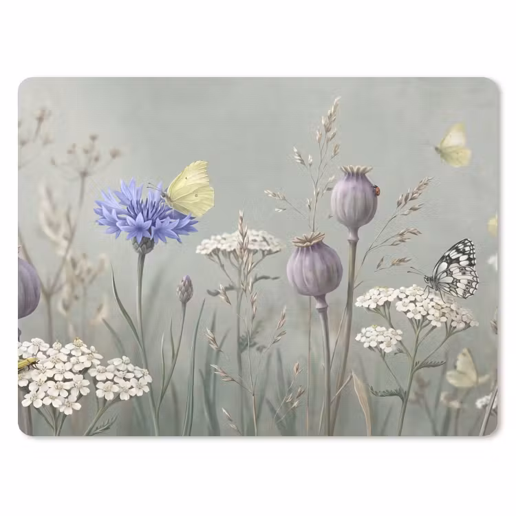 Vlinders - Wildbloemen - Illustratie - Kleurrijk muismat rubber klein -3d