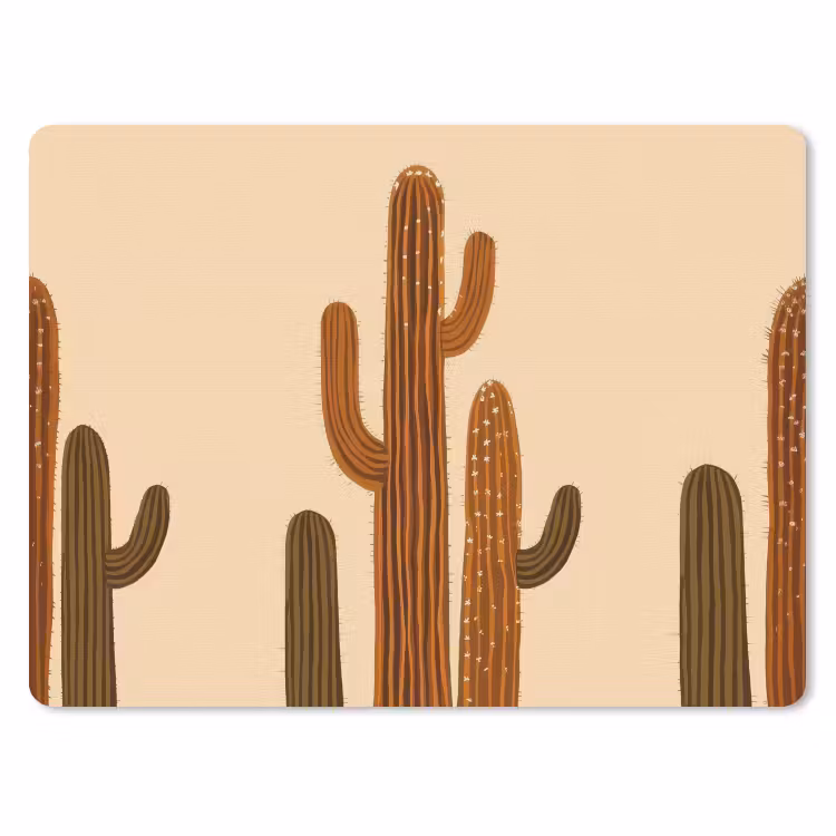 Cactus - Woestijn - Zand - Bruin muismat rubber klein -3d