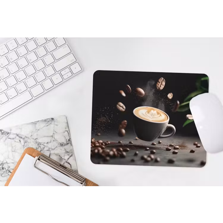 Cappuccino - Kop - Bonen - Bruin muismat rubber klein -witbureau