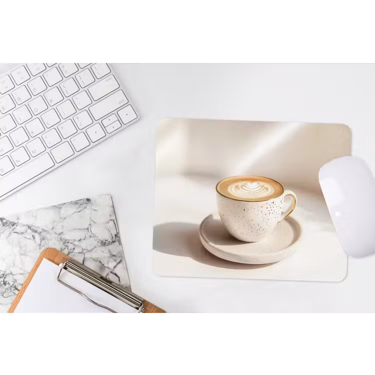 Cappuccino - Schuim - Schotel - Beige muismat rubber klein -witbureau
