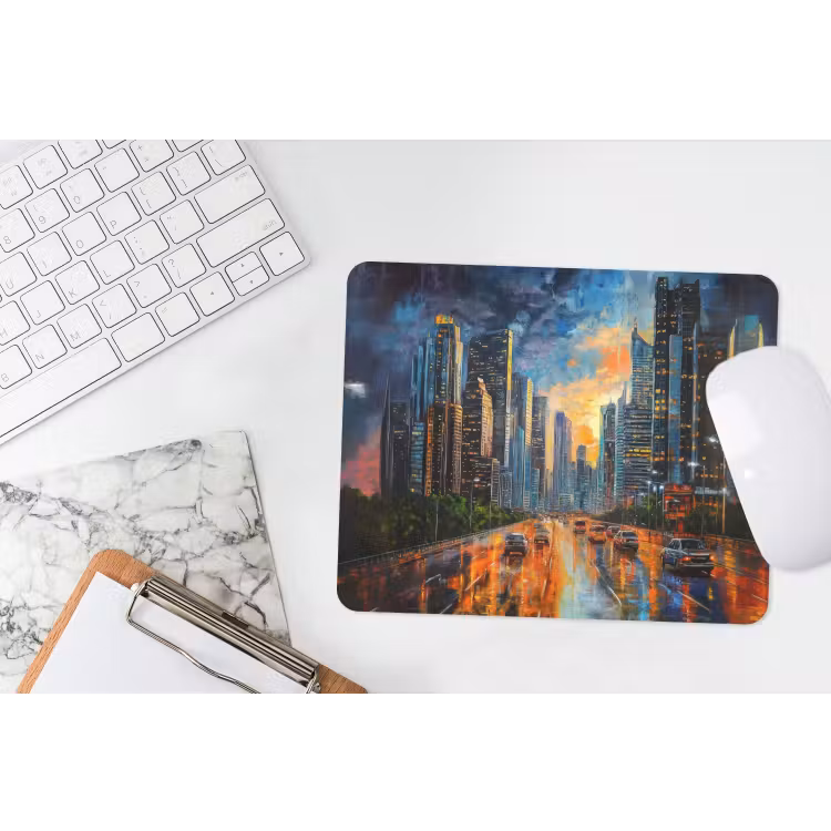 Auto - Skyline - Zon - Blauw muismat rubber klein -witbureau