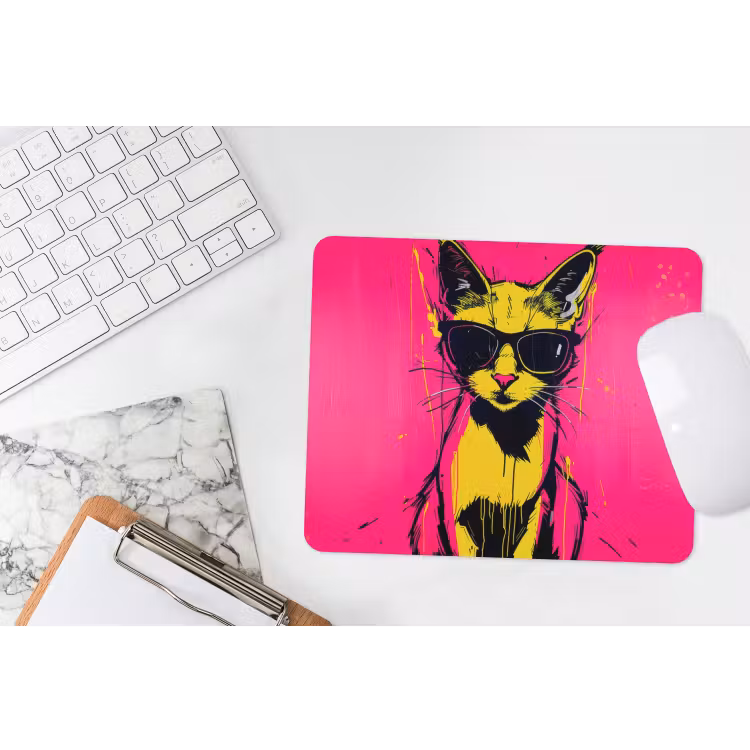 Kat - Art - Zonnebril - Roze muismat rubber klein -witbureau