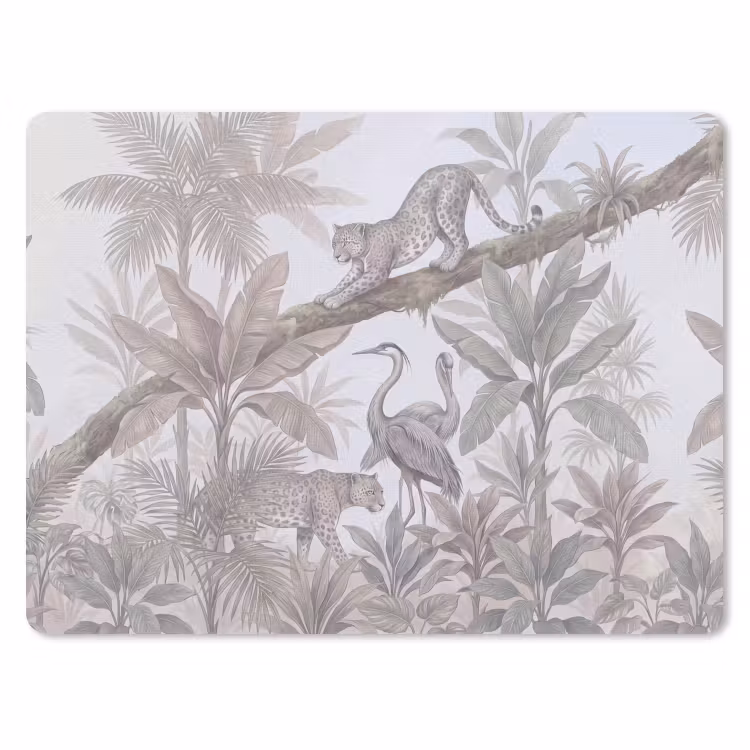 Kat - Vogel - Jungle - Illustratie - Dieren muismat rubber klein -3d