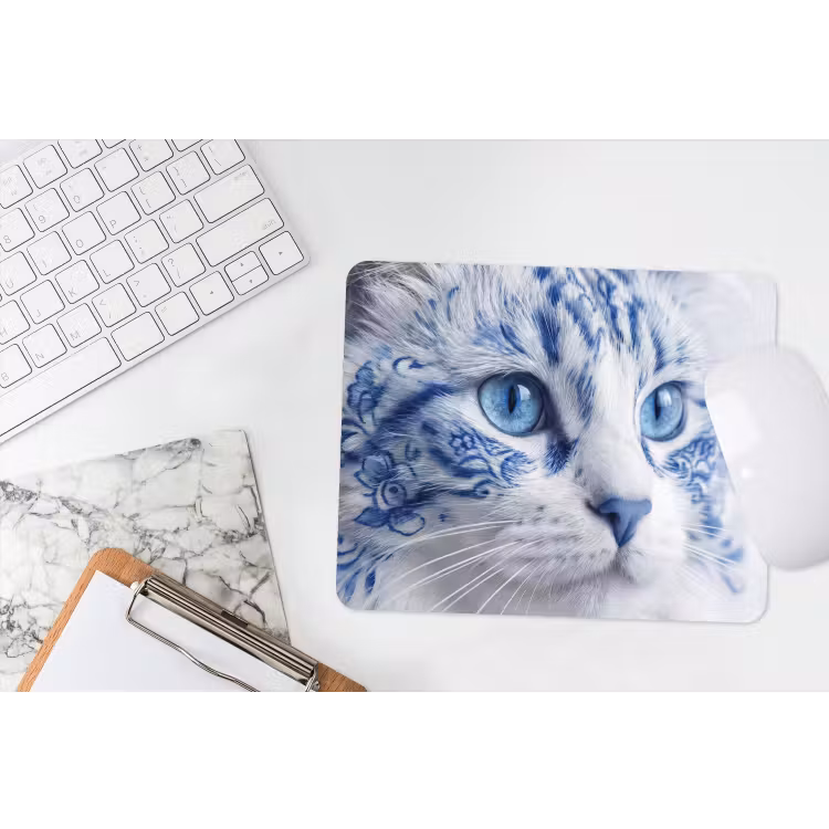 Kat - Patroon - Blauw muismat rubber klein -witbureau