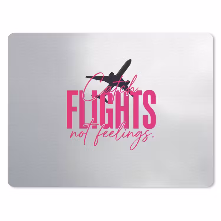 Catch flights not feelings - Vliegtuig - Roze muismat rubber klein -3d
