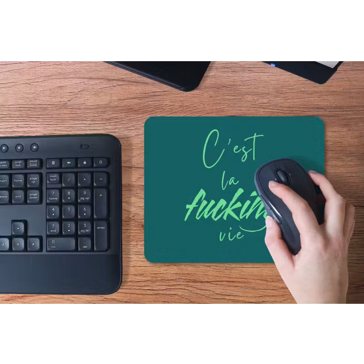 c'est la fucking vie - Groen - Handgeschreven muismat rubber klein -toetsenbord