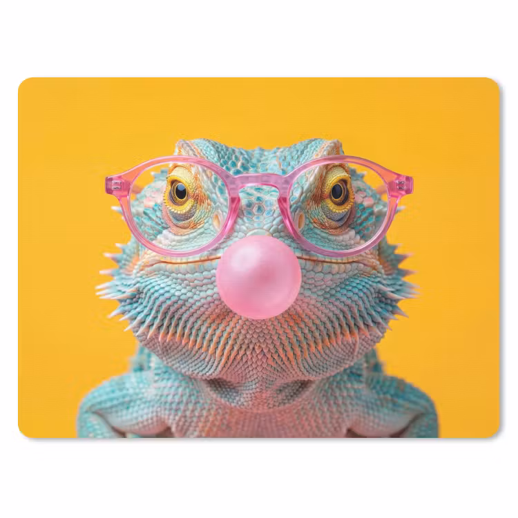 Kameleon - Kauwgom - Kleurrijk muismat rubber klein -3d