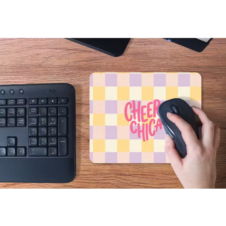 Cheers Chica - Ruitjes - Lila - Geel muismat rubber klein -toetsenbord