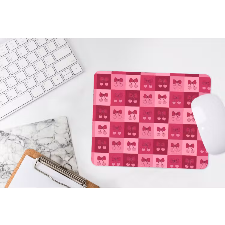 Kersen - Strikjes - Speels - Roze - Bordeaux muismat rubber klein 262 -witbureau