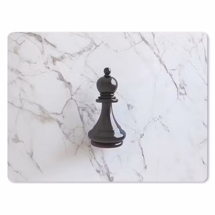 Schaakstuk - Loper - Zwart - Marmer muismat rubber klein -3d