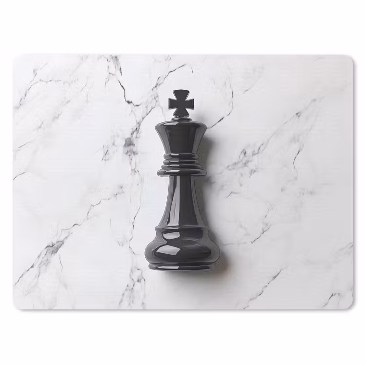Schaakstuk - Koning - Zwart - Marmer muismat rubber klein -3d
