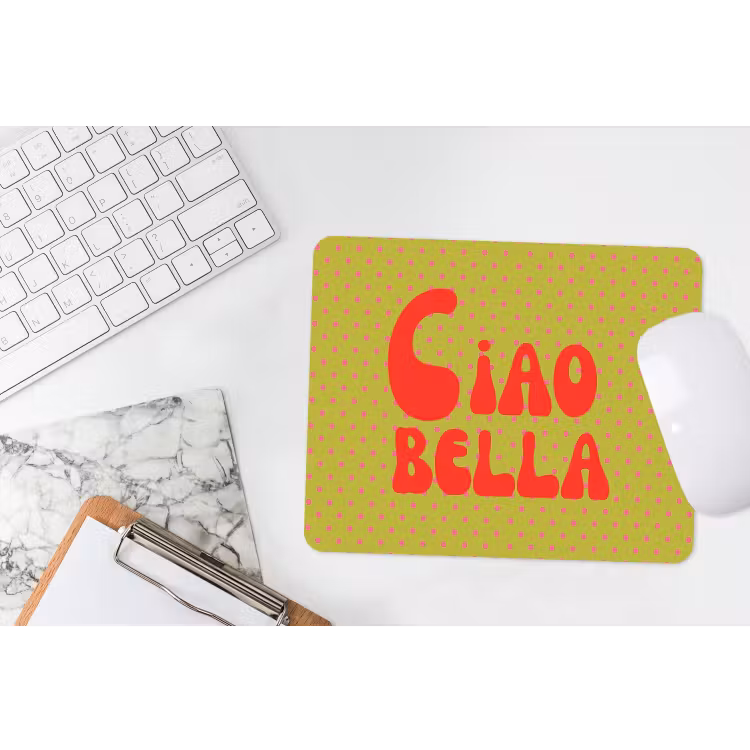 Ciao bella - Rood - Groen - Stippen muismat rubber klein -witbureau