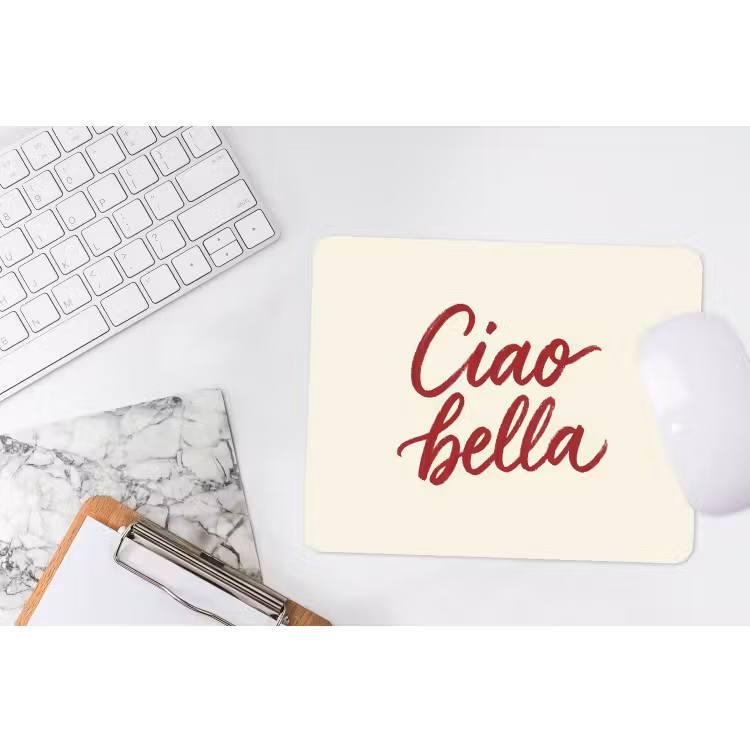 Ciao bella - Rood - Wit - Minimalistisch muismat rubber klein -witbureau