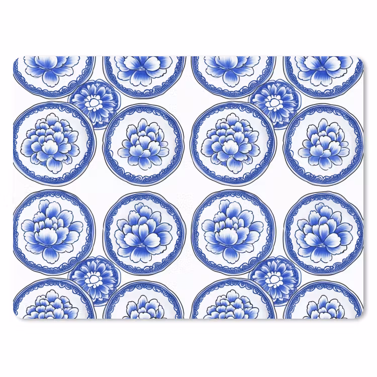 Cirkels - Bloemen - Blauw muismat rubber klein 262 -3d