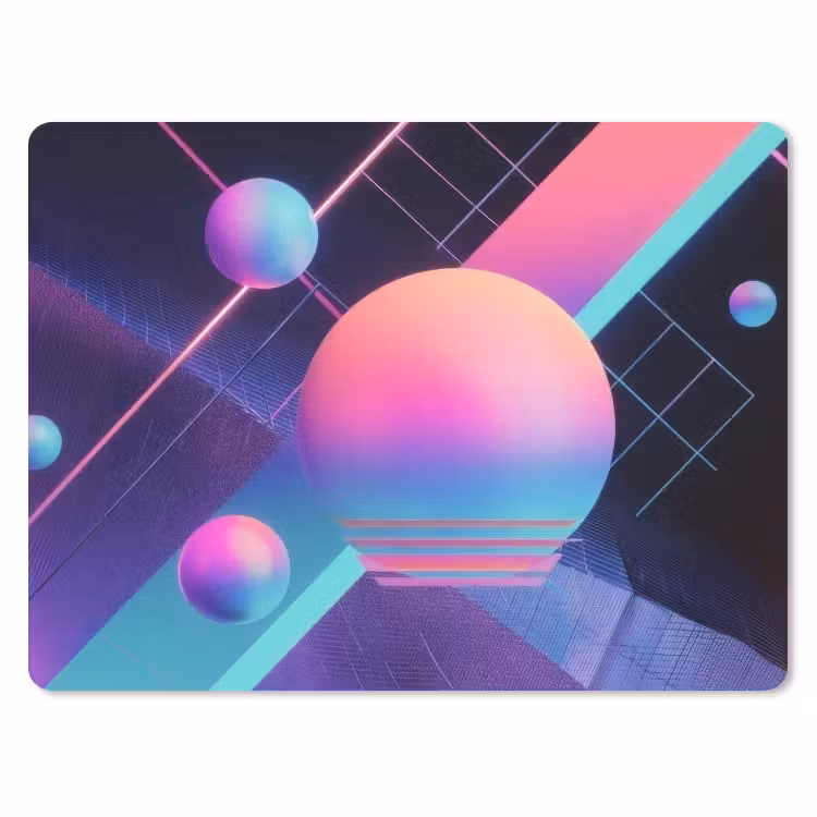 Cirkels - Vlakken - Abstract - Blauw muismat rubber klein -3d